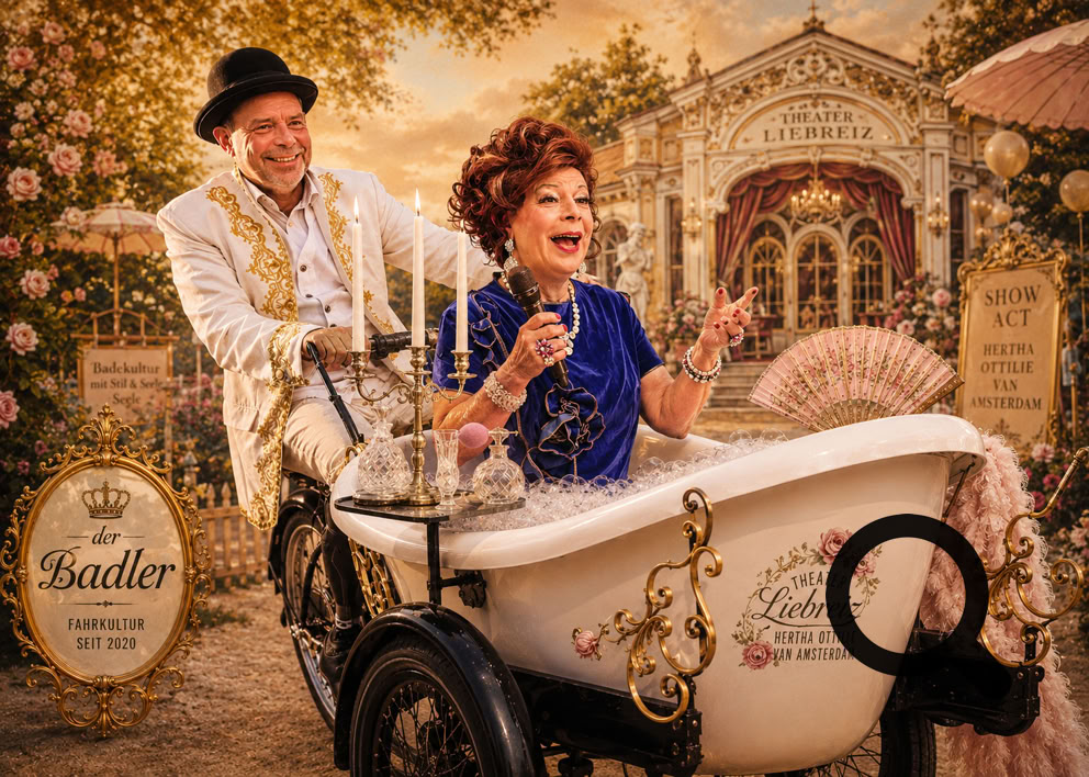 Der Badler ist ein herrllicher Walking Act für Events und Feste.Hertha Ottilie van Amsterdam ist die grosse Travestie de Luxe Show. 